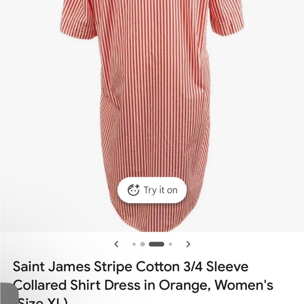 Saint James Orange Striped Shirt Dress